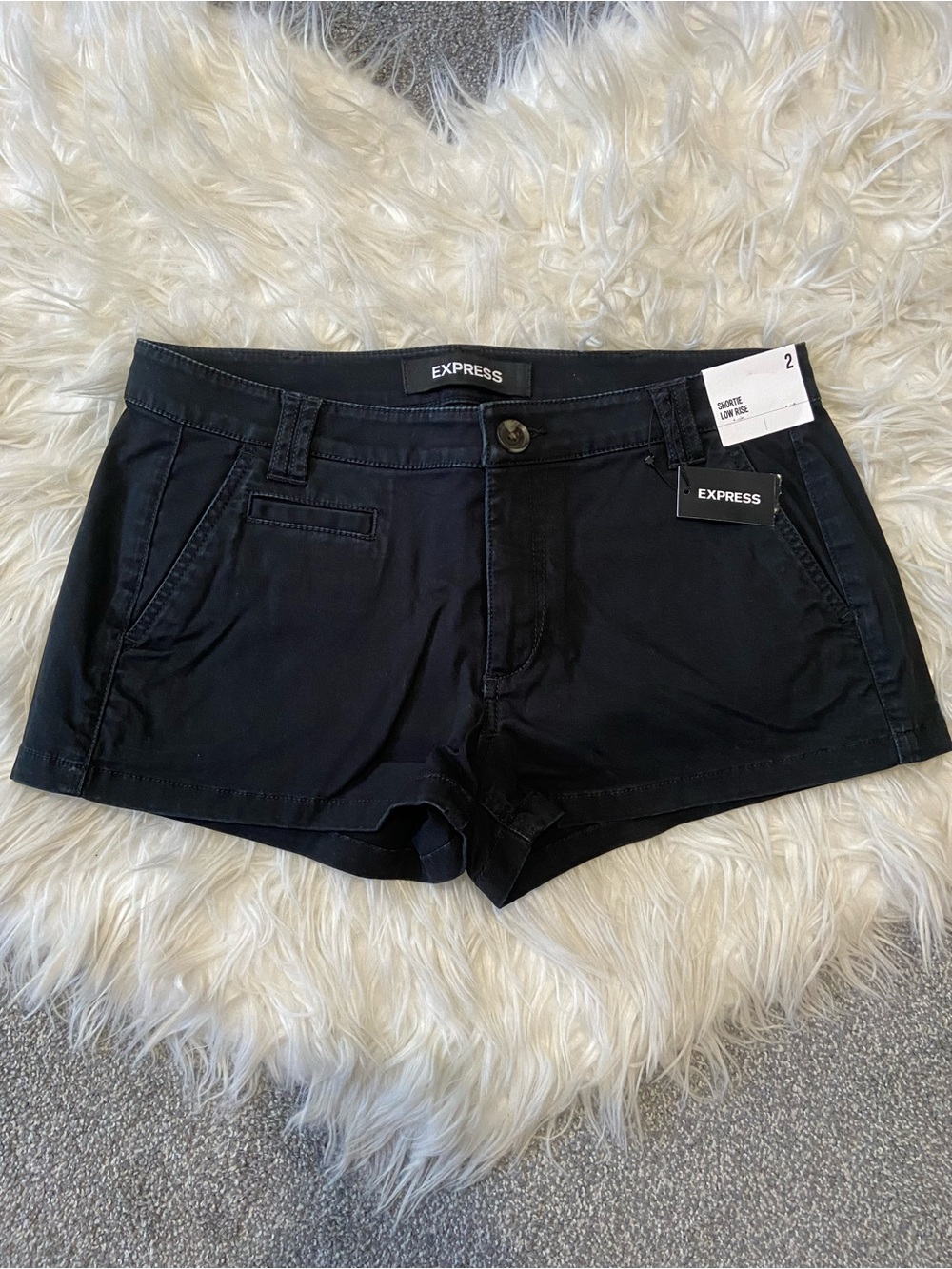 Express Black Shortie Low Rise Stretch Shorts
